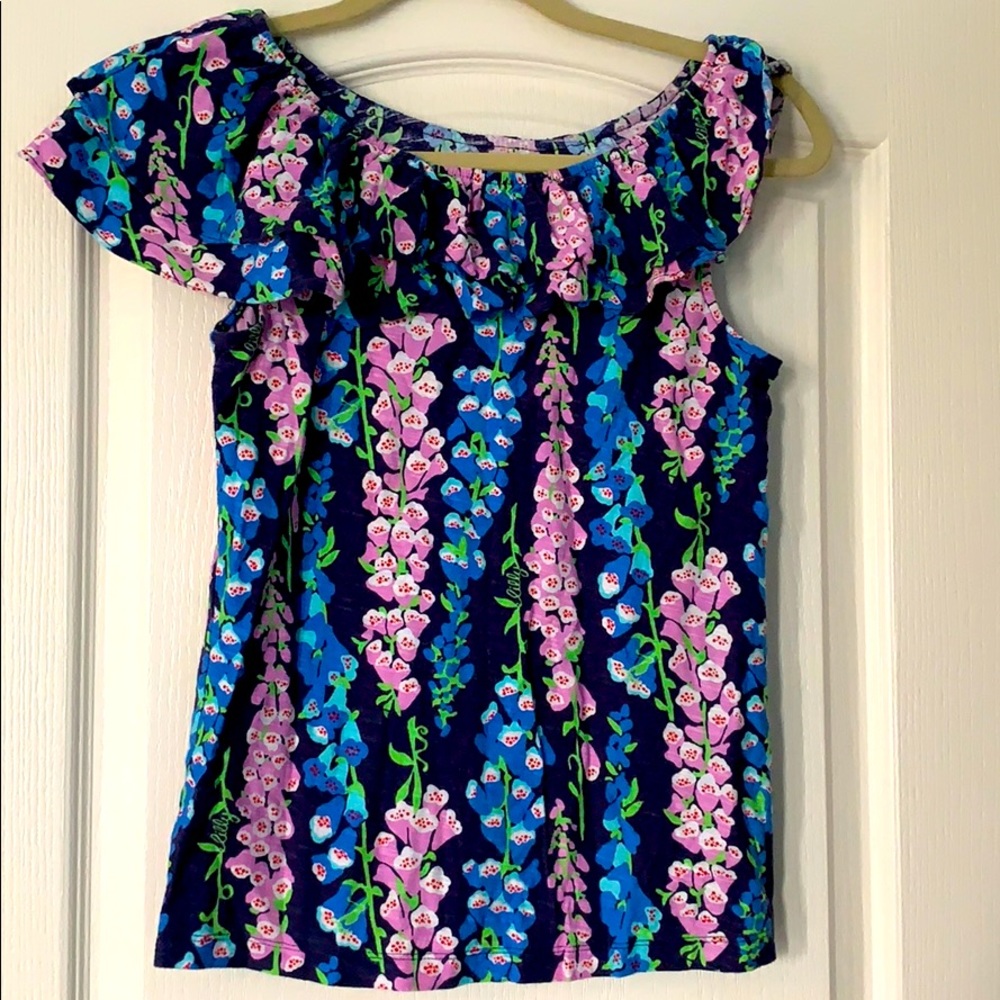 Lilly Pulitzer Asymmetrical Ruffle Top